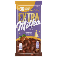 Шоколад Milka extra молочный с цельным миндалем, 140г