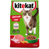 Сухой корм Kitekat полнорационный для взрослых кошек Мясной Пир, 1.9кг