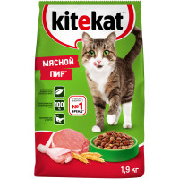 Сухой корм Kitekat полнорационный для взрослых кошек Мясной Пир, 1.9кг