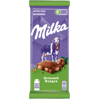 Шоколад молочный Milka с цельным фундуком, 85г