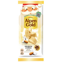 Шоколад Alpen Gold белый с миндалем и кокосовой стружкой, 80г