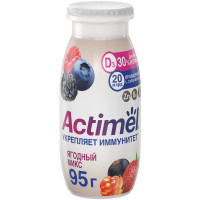 Продукт Actimel кисломолочный Ягодный Микс с цинком-наполнителем из смеси ягод обогащенный 1.5%, 95мл