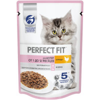 Влажный корм Perfect Fit для котят от 1 до 12 месяцев с курицей в соусе, 75г