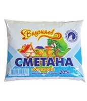 Сметана Вкусняев 20%, 250г