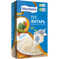 Рис Мистраль Янтарь длиннозёрный пропаренный, 5х80г