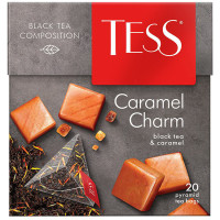 Чай Tess Карамель шарм чёрный байховый ароматизированный в пирамидках, 20х1.8г