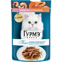 Влажный корм для кошек Гурмэ Перл Морской Дуэт с креветкой и и лососем, 75г