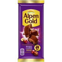 Шоколад молочный Alpen Gold с фундуком и изюмом, 85г