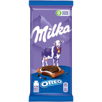 Шоколад молочный Milka с начинкой со вкусом ванили и печеньем Орео, 92г