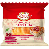 Запеканка President творожная с вишней 5.5%, 150г