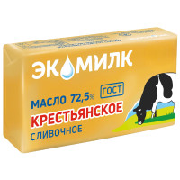 Масло сладкосливочное Экомилк Крестьянское несолёное 72.5%, 160г