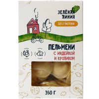 Пельмени с индейкой и кроликом без глютена Зелёная Линия, 350г