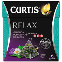 Чай зелёный Curtis Relax мелисса-лаванда-ромашка-лепестки цветов листовой, 15х1.7г