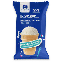 Пломбир со вкусом ванили в вафельном стаканчике 15% Молочный Знак, 100г