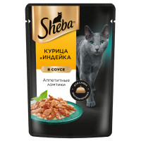 Влажный корм Sheba для кошек Ломтики в соусе с курицей и индейкой, 75г