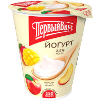 Йогурт Первый Вкус Персик-Манго фруктовый 2.5%, 350г