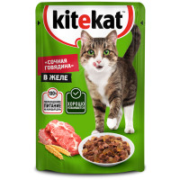 Влажный корм Kitekat для взрослых кошек со вкусом говядины в желе Сочная говядина, 85г