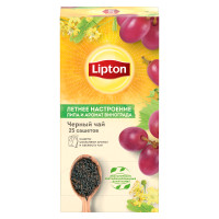 Чай Lipton Летнее настроение чёрный с цветками липы и ароматом винограда в пакетиках, 25х1.5г