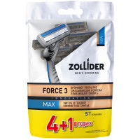 Станки Zollider Force 3 Max бритвенные одноразовые со смазывающей полоской 3 лезвия, 5шт