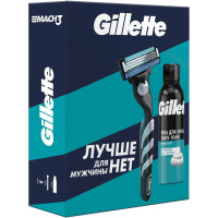 Набор Gillette Mach3 бритва со сменной кассетой  и пена для бритья, 200мл