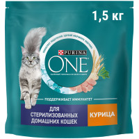 Сухой корм Purina One для стерилизованных домашних кошек с курицей, 1.5кг