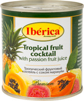 Коктейль тропический фруктовый Iberica консервированный в лёгком сиропе с соком маракуйи, 425г