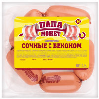 Шпикачки Папа может сочные с беконом из мяса кур варёные, 300г