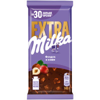 Шоколад Milka extra молочный с фундуком и изюмом, 140г