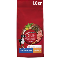 Сухой корм Purina One для собак средних и крупных пород с курицей и рисом, 1.8кг