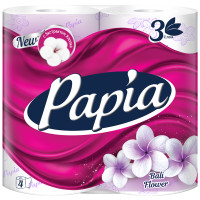 Туалетная бумага Papia Балийский цветок 3 слоя, 4шт