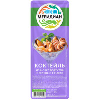 Коктейль из морепродуктов Меридиан в масле с зеленью, 200г