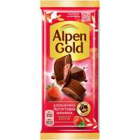 Шоколад молочный Alpen Gold с клубнично-йогуртовой начинкой, 85г