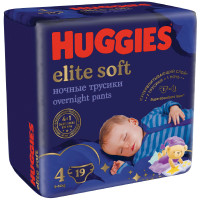 Трусики-подгузники Huggies Элит Софт 4 ночные 9-14кг, 19шт