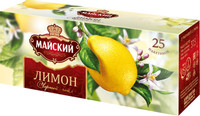 Чай Майский чёрный лимон в пакетиках, 25х1.5г