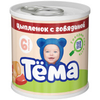 Пюре Тёма из цыплёнка с говядиной с 6 месяцев, 90г