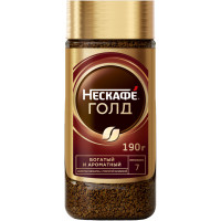 Кофе Nescafé Gold натуральный растворимый с добавлением молотого, 190г