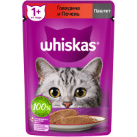 Влажный корм Whiskas для кошек паштет с говядиной и печенью, 75г