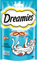 Лакомство Dreamies для кошек подушечки с лососем, 60г