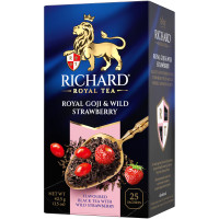 Чай чёрный Richard байховый с гибискусом, кусочками земляники и ароматом ягод годжи, 25х1,7г