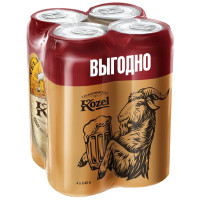 Пиво Velkopopovicky Kozel светлое 4%, 4x450мл
