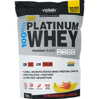 Протеин Vplab 100% Platinum Whey со вкусом клубники-банана, 750г