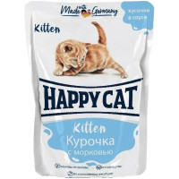 Корм Happy Cat Курочка с морковью кусочки в соусе для котят, 100г