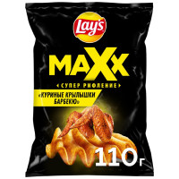 Чипсы Lays Maxx из натурального картофеля со вкусом куриных крылышек барбекю, 110г