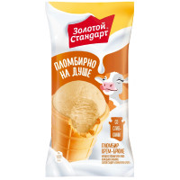 Мороженое Золотой Стандарт Пломбир Крем-брюле в вафельном стаканчике, 90г