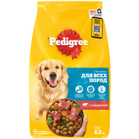 Сухой корм Pedigree полнорационный для взрослых собак всех пород с говядиной, 2.2кг