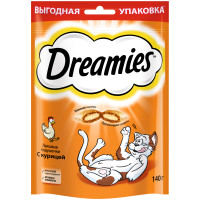 Лакомство Dreamies для кошек подушечки с курицей, 140г