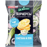 Чипсы Dr.Korner цельнозерновые кукурузно-рисовые со сметаной и зеленым луком, 50г