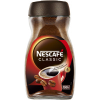 Кофе Nescafe Classic натуральный растворимый с добавлением жареного молотого кофе, 190г