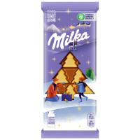 Шоколад молочный Milka с белым шоколадом в виде ёлочек, 73г