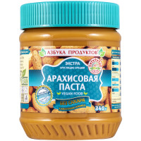 Арахисовая паста Азбука Продуктов Экстра без сахара с кусочками арахиса, 340г